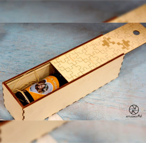 փայտե գինու տուփ