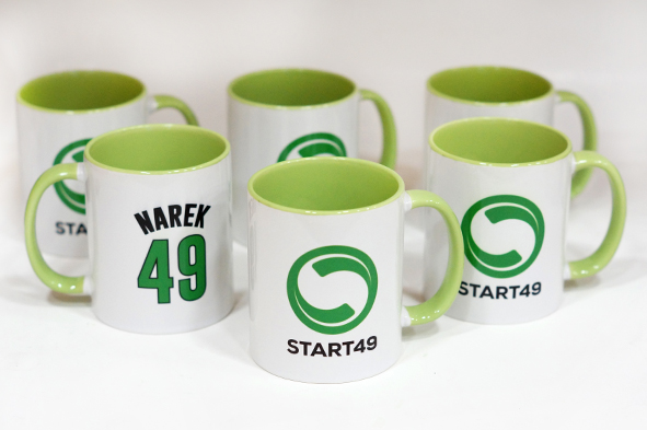 Personalized mugs for Start49 staff