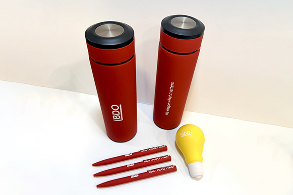 Thermos, pens, antistress for BDO