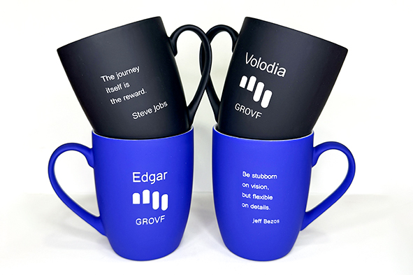 Branded mugs with logo engraving
